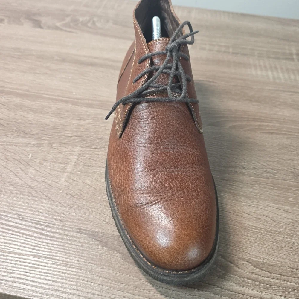 Johnston & Murphy Mens Brown Pebbled Leather Chukka Boots 59-12363 Size 10M